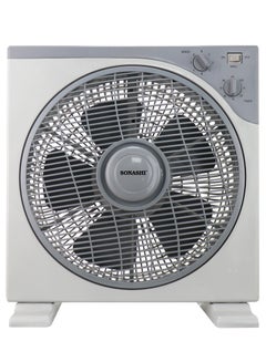 SONASHI 12 Inch Box Fan - 3 Speed Selector | Powerful Box Fan with Rotating Front Louver | Kids Safe Fan with Protective Grill | Travel-friendly Box Fan - Quiet Operation SBF-7036 SBF-7036 White/Grey  - Image 1