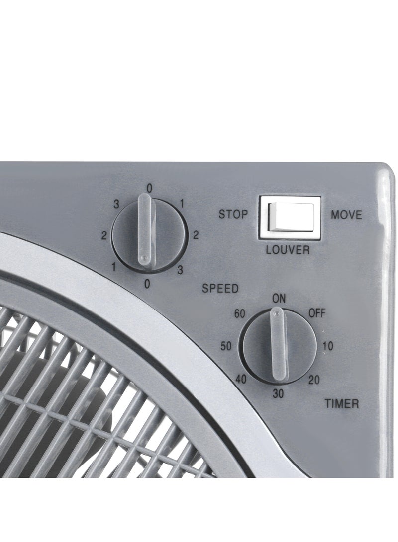 SONASHI 12 Inch Box Fan - 3 Speed Selector | Powerful Box Fan with Rotating Front Louver | Kids Safe Fan with Protective Grill | Travel-friendly Box Fan - Quiet Operation SBF-7036 SBF-7036 White/Grey  - Image 4