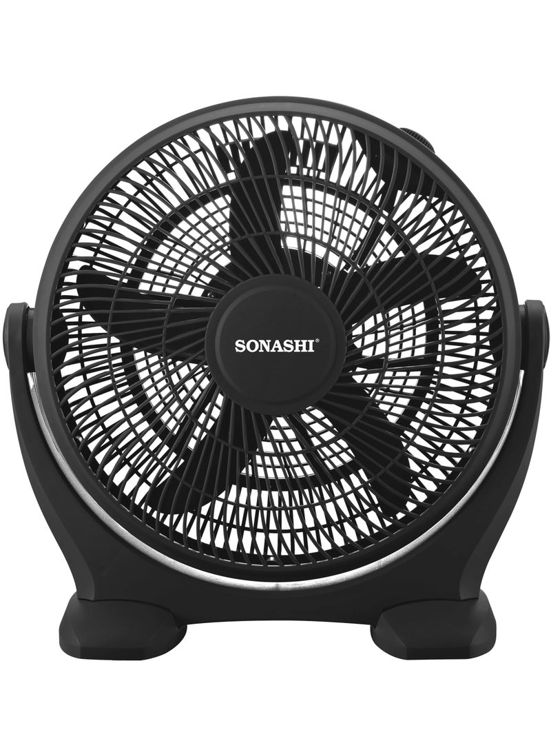 SONASHI 14 Inch Box Fan - 3 Speed Selector | Powerful Box Fan with 180 Degree Variable Tilt Head | Kids Safe Fan with Protective Grill | Travel-friendly Box Fan - Quiet Operation SBF-7037 Black  - Image 1