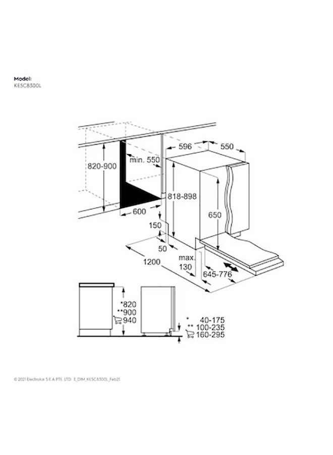 Electrolux - Built In 60cm Fully Integrated Dishwasher, 14 Place Setting & 8 Programs, Inverter Motor With Advanced AirDry Technology, MaxiFlex Cutlery Rack, SatelliteClean, Made In PolAnd 2000 W KESC8300L None - Image 1
