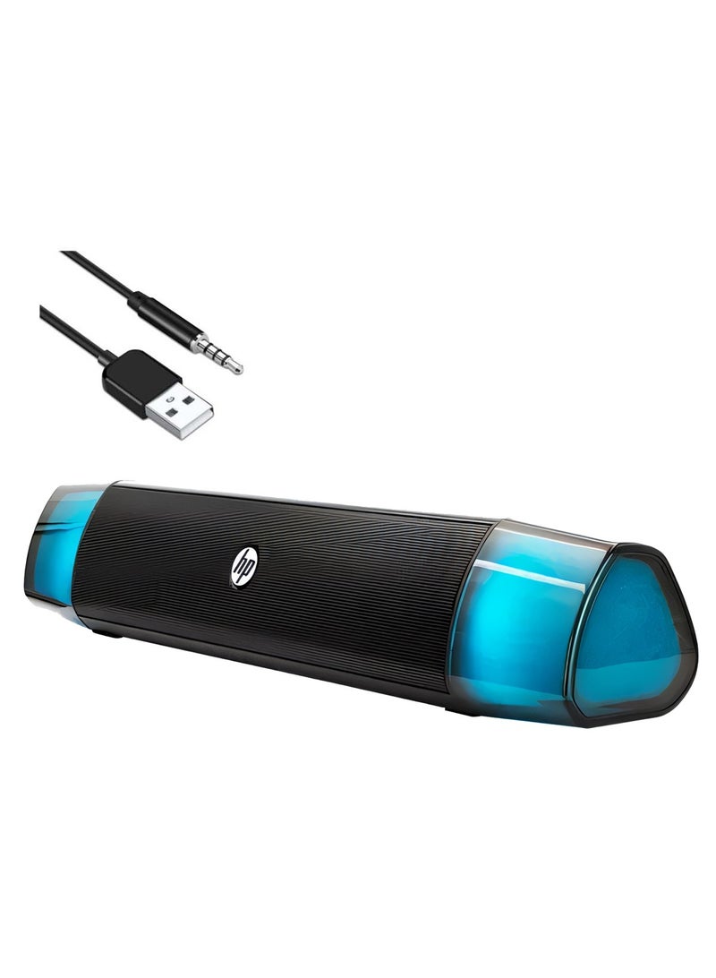 HP - Wired LED Multimedia Speaker Sound Stereo DHE-6010 Black/Blue - Image 1