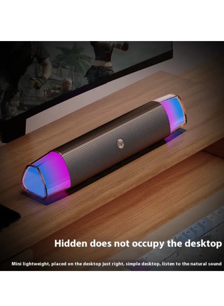 HP - Wired LED Multimedia Speaker Sound Stereo DHE-6010 Black/Blue - Image 1