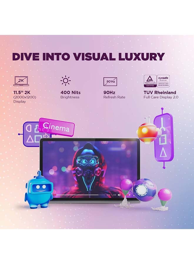 لينوفو TB351FU--TAB Plus، 11.5 بوصة، لون رمادي، MediaTek Helio G99 OC 2.2GHz، ذاكرة وصول عشوائي 8 جيجابايت، سعة تخزين 256 جيجابايت، خاصية عدم الاتصال، واي فاي، بطارية 8600 مللي أمبير في الساعة مع بطارية 45WPD 3.0 مع جراب ZADX0106SA - Image 2