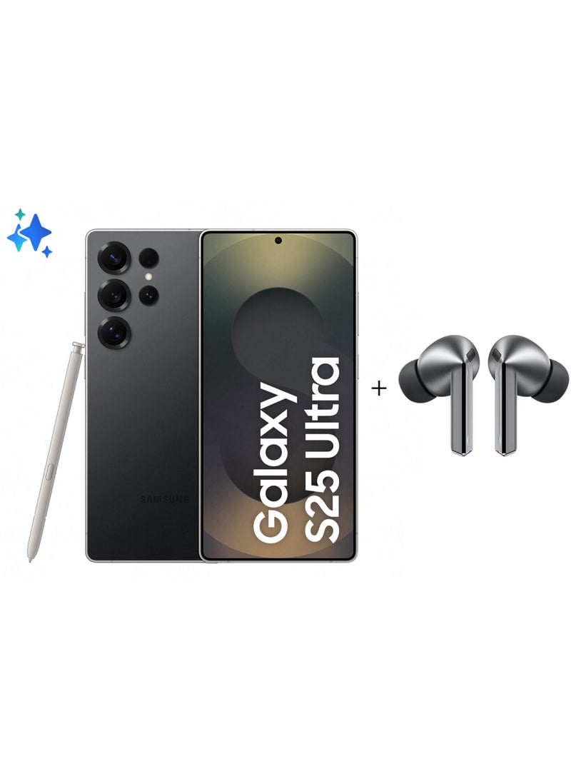 Samsung Galaxy S25 Ultra AI Dual SIM Titanium Black 12GB RAM 256GB 5G with Buds 3 Pro - Middle East Version - Image 1