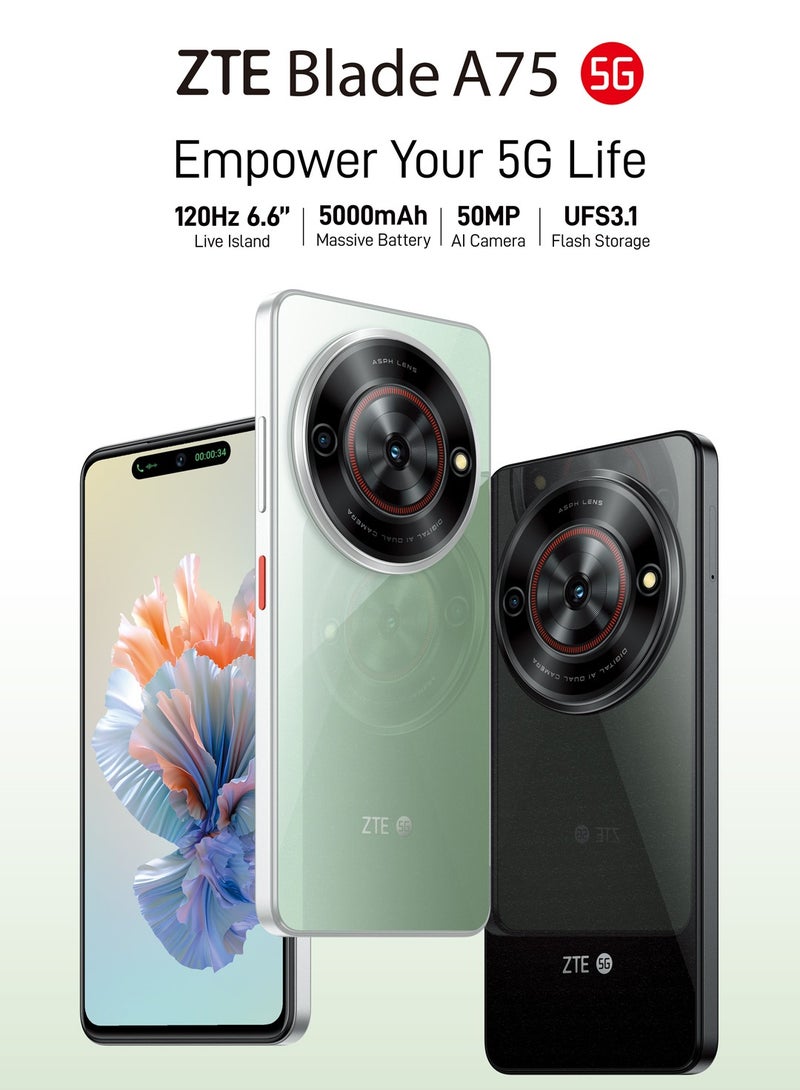 ZTE - Blade A75 5G Dual Sim Mint Green 4+4GB 128GB - International Version - Image 1