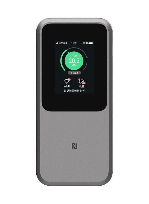 The Most Powerful Portable Router 5G with Huge 10000mAh Battery, 18W Reverse Charge, NFC, 2.4” Touch Screen & Connects 64 Devices – Sim Slot UNLOCKED - ZTE By STC (MU5120) Grey/Black