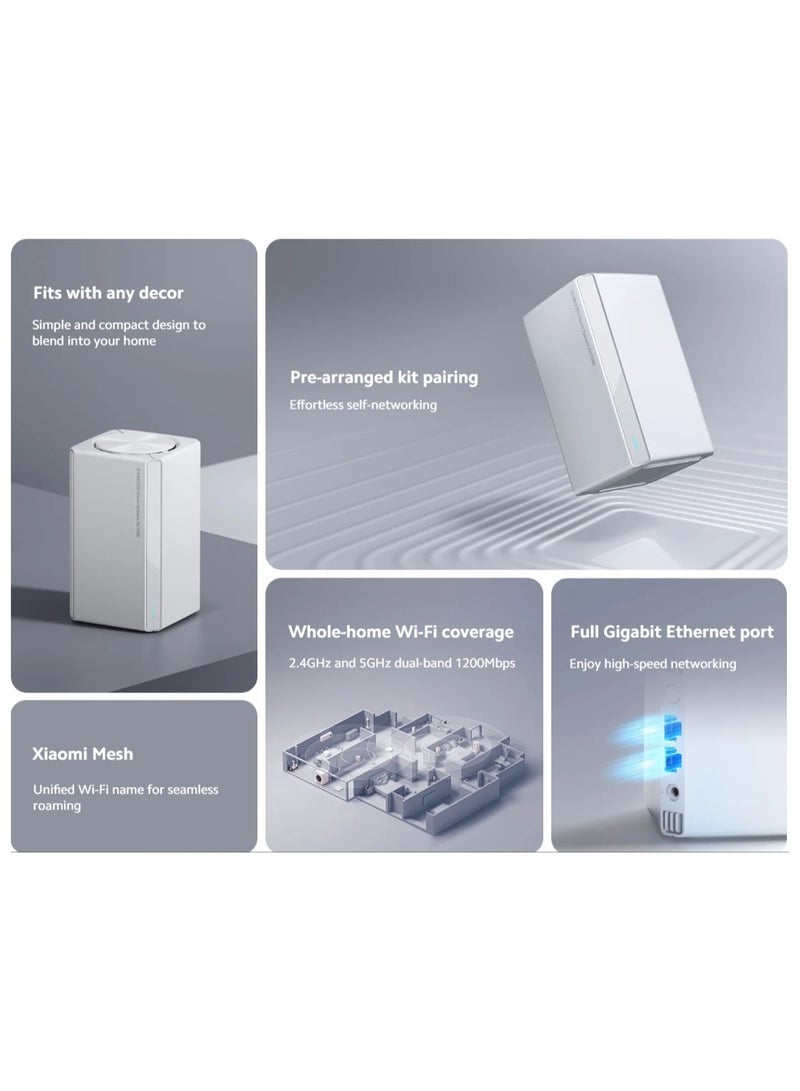 شاومي - Mesh System AC1200 (1-pack) | 2.4GHz and 5GHz dual-band 1200Mbps | Covers up to 1,500 ft² /140 m² White - Image 1