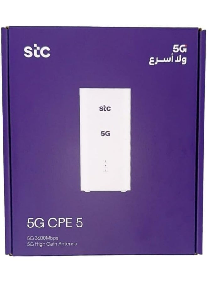 STC - 5G CPE 5 Router - Latest Version of STC SuperSpeed WiFi 6 - Upload Speed Up to 3600Mbps "Support All Networks" H155-383 | White - Image 1