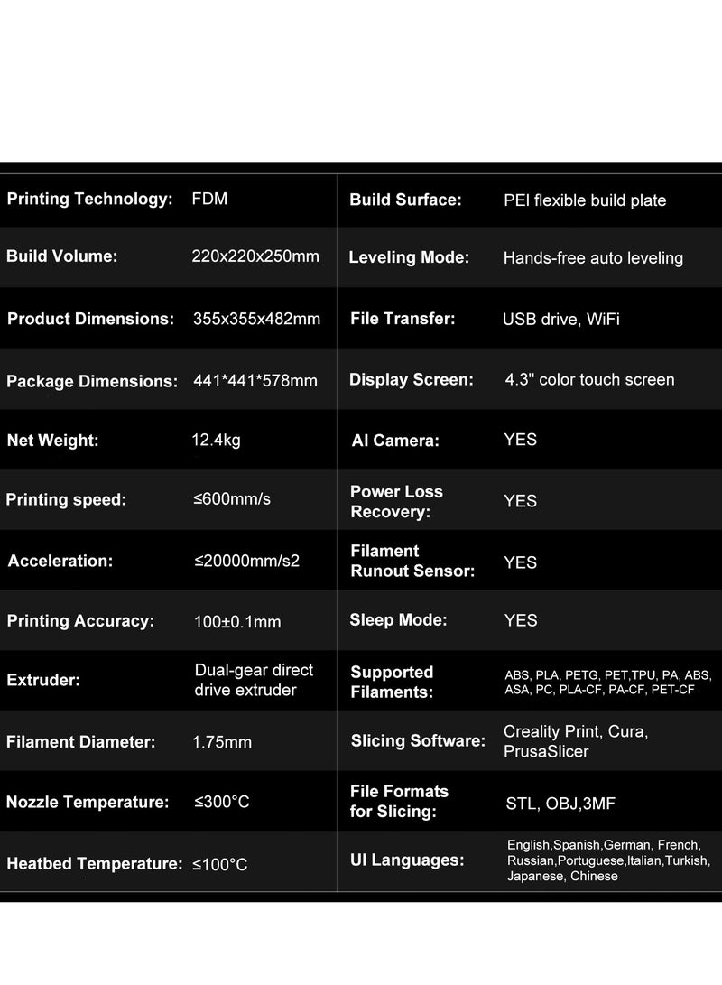 Creality 3D - K1C 3D Printer, 2024 New Version 600mm/s High-Speed Auto Leveling Clog-Free Robust Direct Extruder K1 Upgrade 3D Printer with AI Camera 300°C Printing Support Carbon Fiber Filaments K1C - Image 1