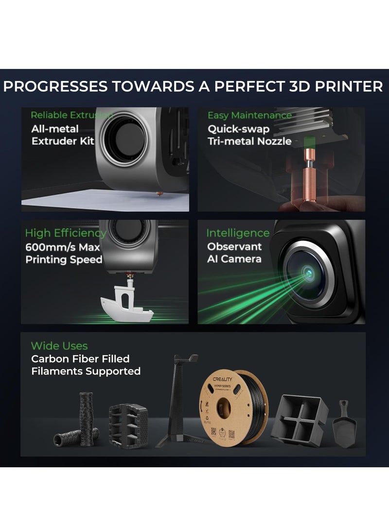 Creality 3D - K1C 3D Printer, 2024 New Version 600mm/s High-Speed Auto Leveling Clog-Free Robust Direct Extruder K1 Upgrade 3D Printer with AI Camera 300°C Printing Support Carbon Fiber Filaments K1C - Image 1