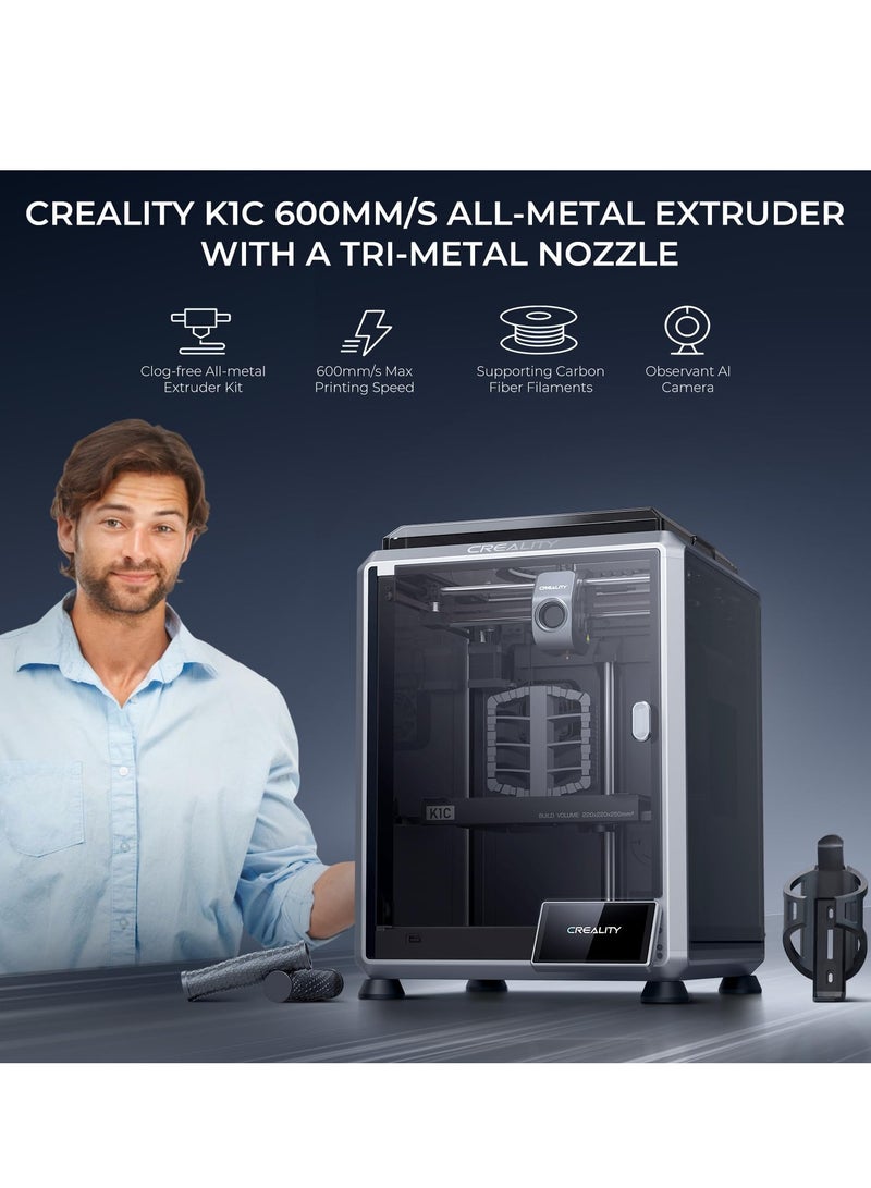 Creality 3D K1C 3D Printer, 2024 New Version 600mm/s High-Speed Auto Leveling Clog-Free Robust Direct Extruder K1 Upgrade 3D Printer with AI Camera 300°C Printing Support Carbon Fiber Filaments K1C  - Image 3