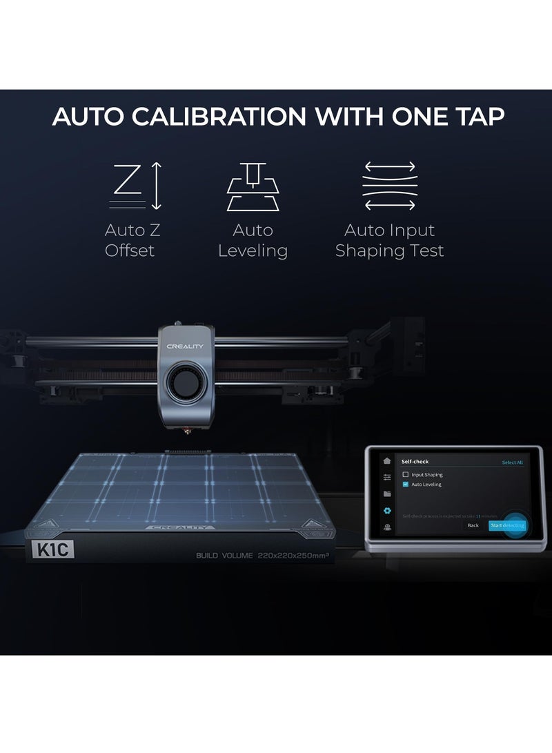 Creality 3D - K1C 3D Printer, 2024 New Version 600mm/s High-Speed Auto Leveling Clog-Free Robust Direct Extruder K1 Upgrade 3D Printer with AI Camera 300°C Printing Support Carbon Fiber Filaments K1C - Image 1