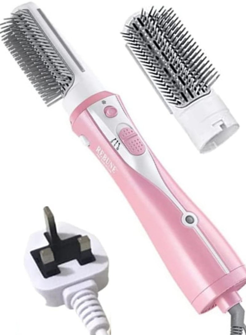 REBUNE 1200W 4 In 1 Hot Air Dryer Styler Hair Straightener Curler Brush Pink - Image 1