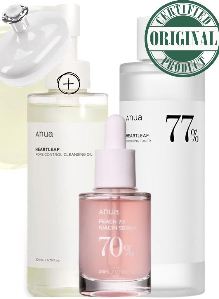 Heartleaf Pore Care and Brightening Skincare Set - Pore Control Cleansing Oil - 77 Soothing Toner - and Peach 70% Niacinamide Serum for Clear - Radiant Skin - Face Scrubber - 480ml - pnsku/N70103674V/45/_/1724650381/eb72bf8c-14ee-4f88-aaa8-85a8635591b5