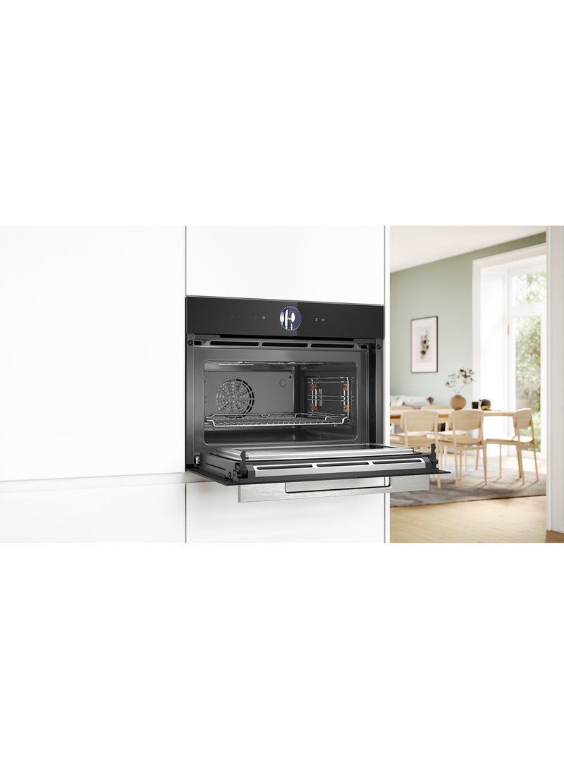 BOSCH - Series 8 Built-In Compact Oven With Microwave Function, 60 X 45 Cm, Touch Control, Tft Display CMG7361B1M Black - Image 1