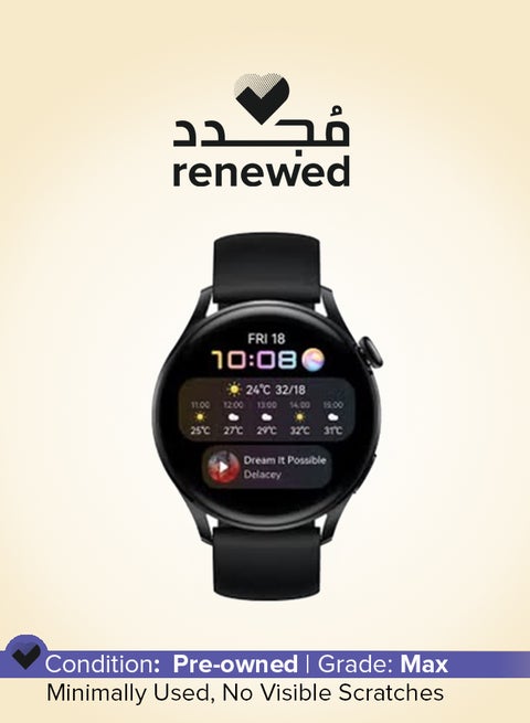 Renewed - Watch 3 - SmartWatch All-day SpO2 Monitoring Black