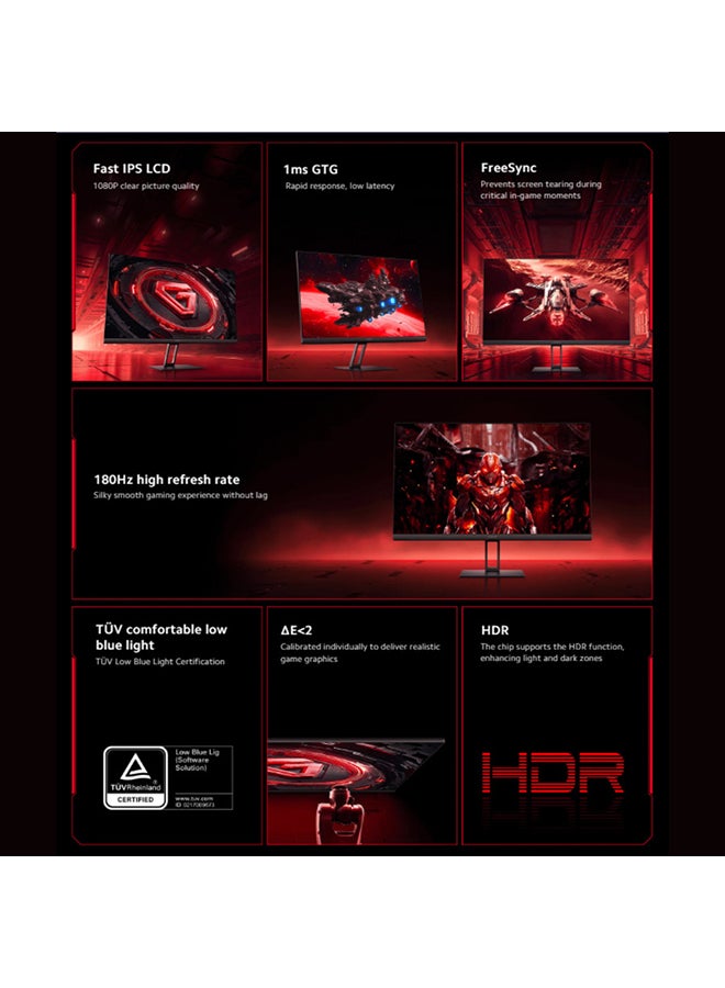 Xiaomi - 24 inch G24i Gaming Monitor, Fast IPS Display, FHD Resolution, 180Hz Refresh Rate, 1ms Response Time, FreeSync Technology, HDR Display, 7.5mm Ultra-Thin Black - Image 1