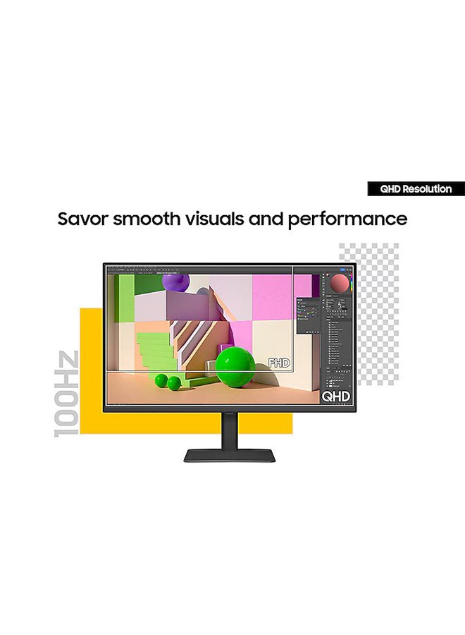 Samsung - 27 inch S60D QHD 100hz ViewFinity High Resolution Monitor, Eye Saver Mode, Auto Source Switch+, 2XHDMI, Headphone input Black - Image 1