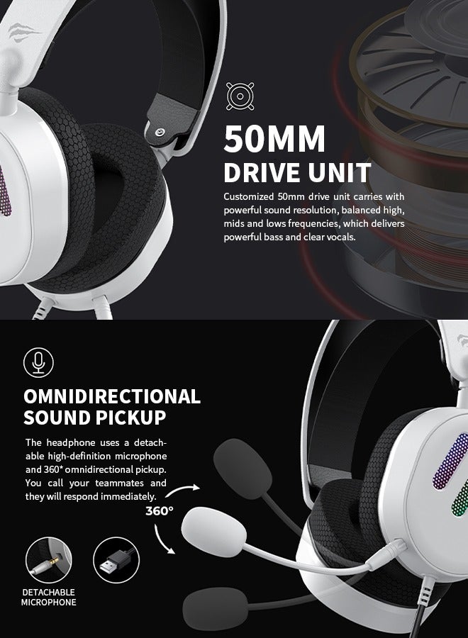 havit Wired Over-Ear Gaming Headset with Microphone and RGB Lighting, Compatible with PS4, PS5, Xbox, Nintendo Switch and PC  - Image 3