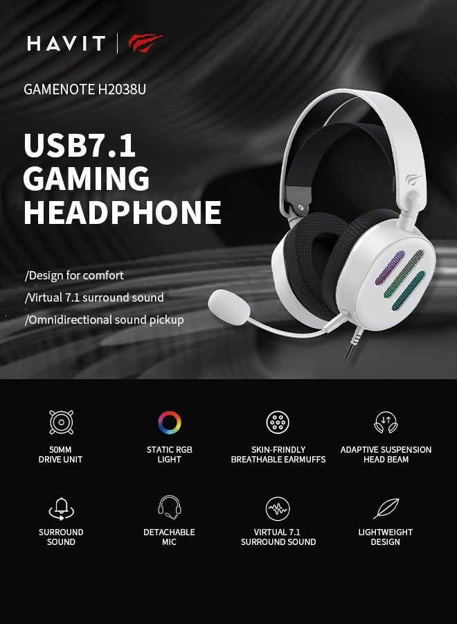 havit Wired Over-Ear Gaming Headset with Microphone and RGB Lighting, Compatible with PS4, PS5, Xbox, Nintendo Switch and PC  - Image 2