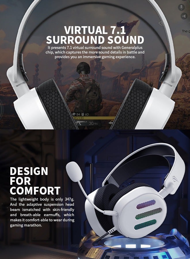 havit Wired Over-Ear Gaming Headset with Microphone and RGB Lighting, Compatible with PS4, PS5, Xbox, Nintendo Switch and PC  - Image 4