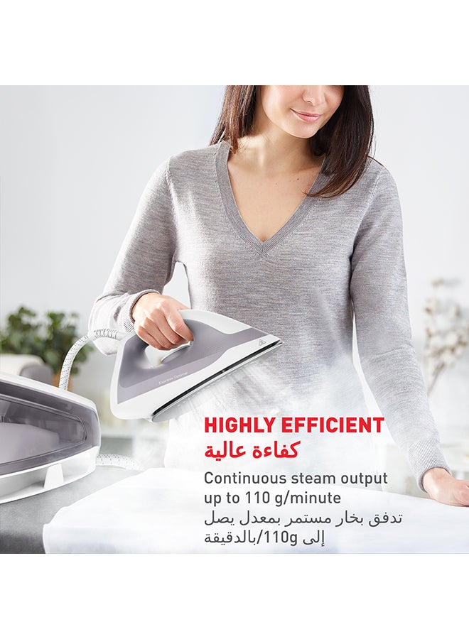 Tefal - TEFAL Express Optimal Steam Generator Iron | Powerful Steam | 5.3-Bar Pump | 250 g/min | Steam Boost | Ultra-Compact Frame | Calc Clear Technology | Xpress Glide Soleplate | 1.2 L 2200 W SV4111M0 Dove and white - Image 1