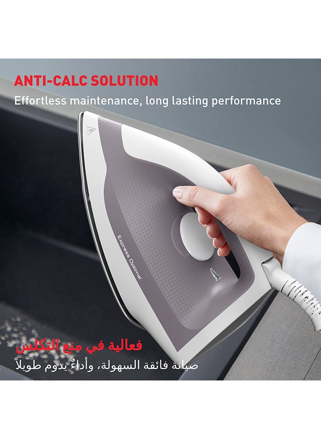 Tefal - TEFAL Express Optimal Steam Generator Iron | Powerful Steam | 5.3-Bar Pump | 250 g/min | Steam Boost | Ultra-Compact Frame | Calc Clear Technology | Xpress Glide Soleplate | 1.2 L 2200 W SV4111M0 Dove and white - Image 1