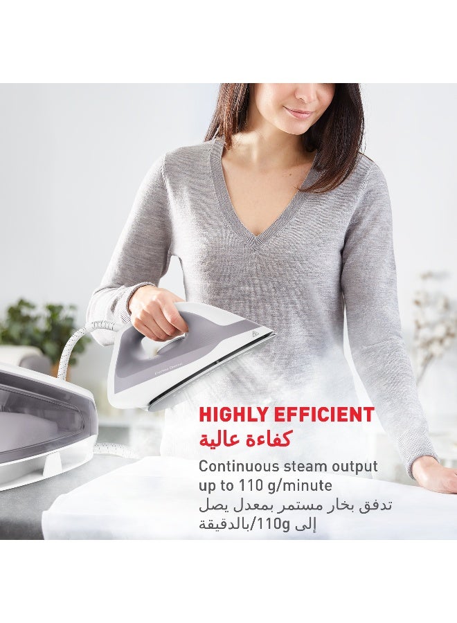 تيفال مكواة بخار تيفال إكسبريس أوبتيمال | بخار قوي | مضخة 5.3 بار | 250 جرام/دقيقة | تعزيز البخار | إطار فائق الصغر | تقنية إزالة الترسبات | قاعدة إكسبريس جلايد - Image 3