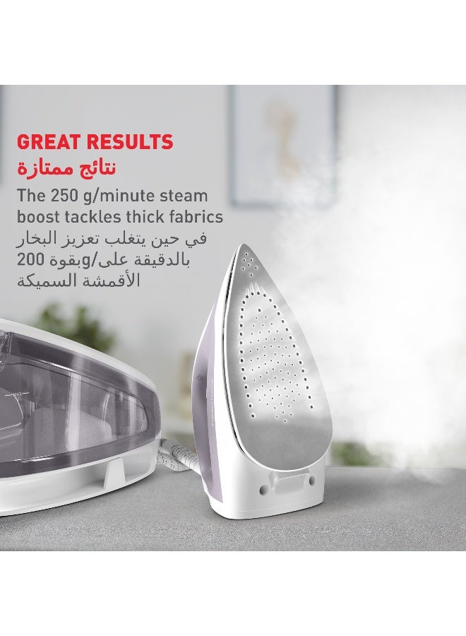 تيفال مكواة بخار تيفال إكسبريس أوبتيمال | بخار قوي | مضخة 5.3 بار | 250 جرام/دقيقة | تعزيز البخار | إطار فائق الصغر | تقنية إزالة الترسبات | قاعدة إكسبريس جلايد - Image 4