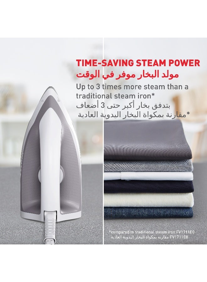 تيفال مكواة بخار تيفال إكسبريس أوبتيمال | بخار قوي | مضخة 5.3 بار | 250 جرام/دقيقة | تعزيز البخار | إطار فائق الصغر | تقنية إزالة الترسبات | قاعدة إكسبريس جلايد - Image 5