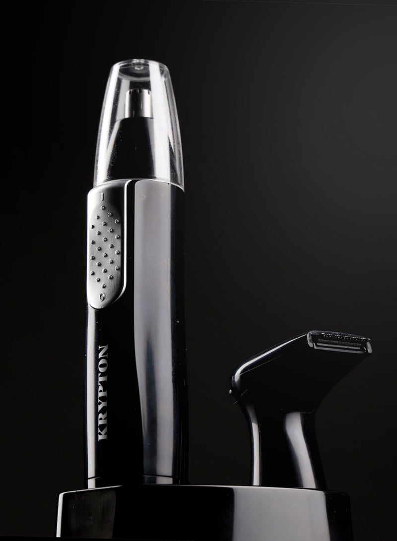 كريبتون 3-IN-1 Grooming Set- KNTR5431 With 3 Interchangeable Heads, Includes Nose and Ear Hair, Eyebrow and Contouring Beard Trimmer  - Image 4