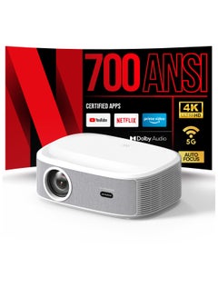 Wownect 4K Smart Projector with WiFi &Bluetooth Native 1080P 700 ANSI 4K Supported Auto Focus/Keystone Linux Web OS System Home theater Video Projector YG691 linux White  - Image 1