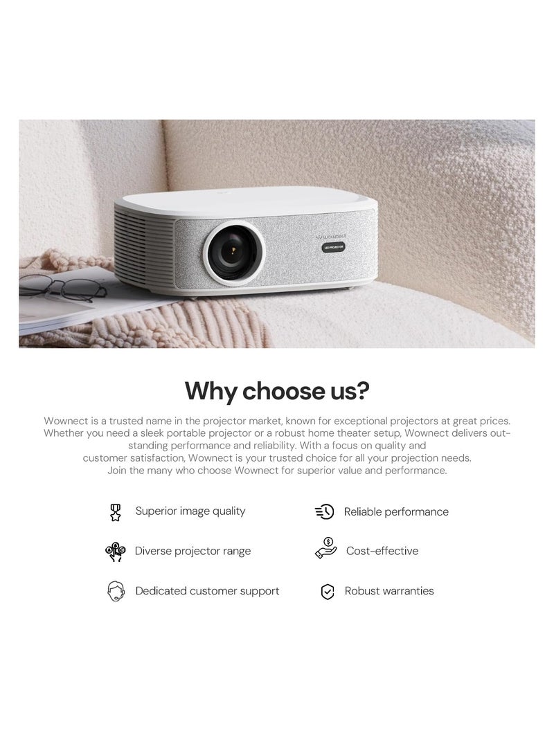 وونكت - جهاز عرض ذكي بدقة 4K مع شبكة WiFi وبلوتوث أصلي بدقة 1080 بكسل 700 ANSI 4K يدعم التركيز التلقائي/نظام تشغيل الويب Keystone Linux جهاز عرض فيديو مسرح منزلي - Image 1
