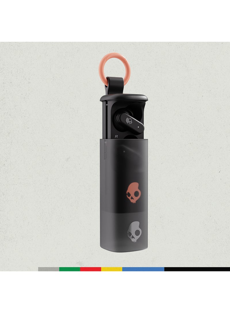 Skullcandy - Dime Evo in-Ear Wireless Earbuds, 36 Hr Battery, Microphone, Works With iPhone Android And Bluetooth Devices True Black/Orange - Image 1