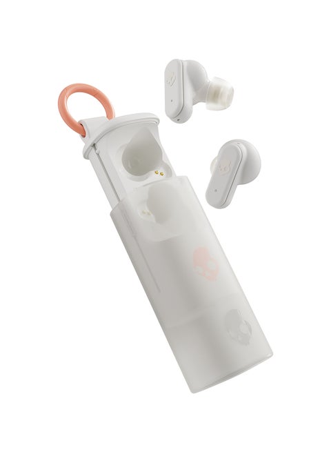 Dime Evo in-Ear Wireless Earbuds, 36 Hr Battery, Microphone, Works With iPhone Android And Bluetooth Devices Bone/Orange Glow