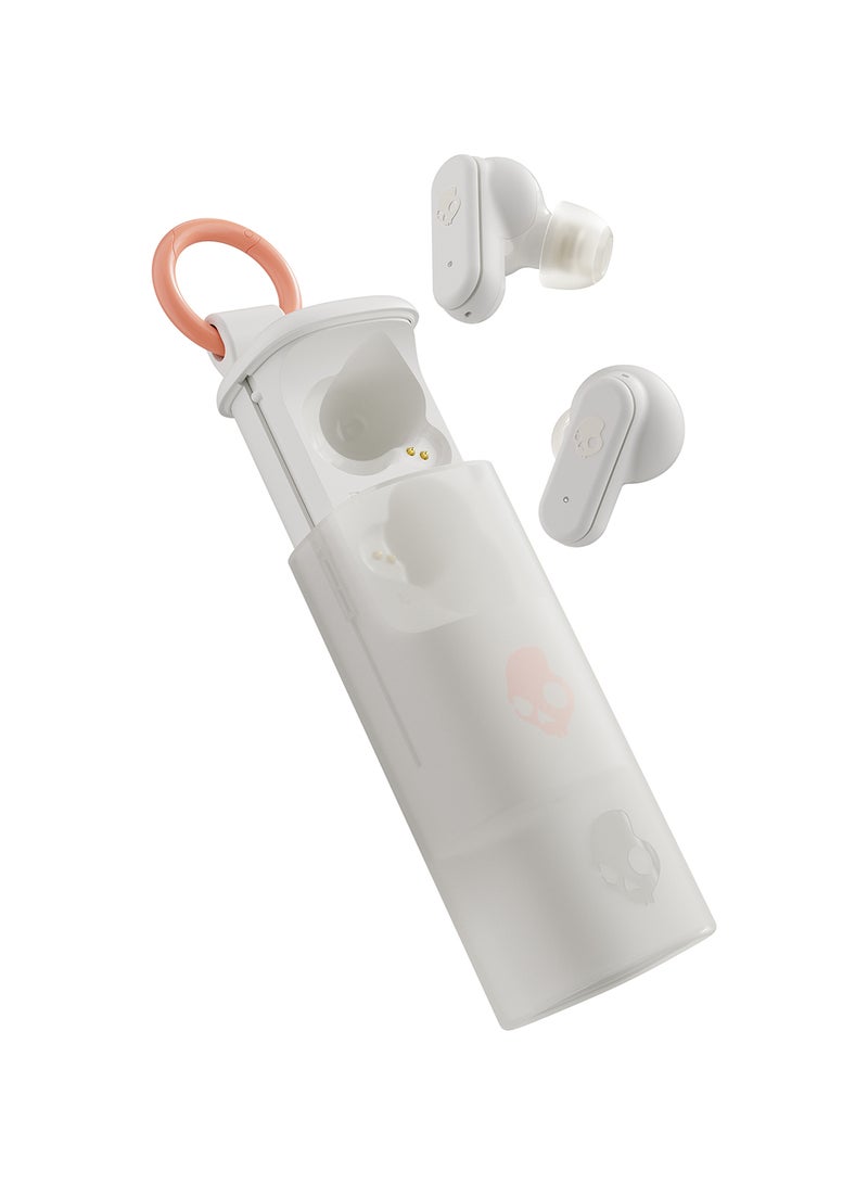 Skullcandy - Dime Evo in-Ear Wireless Earbuds, 36 Hr Battery, Microphone, Works With iPhone Android And Bluetooth Devices Bone/Orange Glow - Image 1