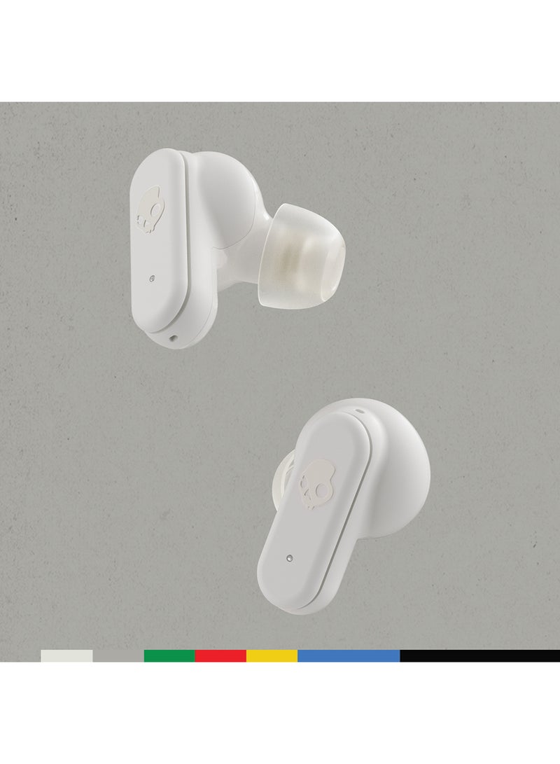 Skullcandy - Dime Evo in-Ear Wireless Earbuds, 36 Hr Battery, Microphone, Works With iPhone Android And Bluetooth Devices Bone/Orange Glow - Image 1