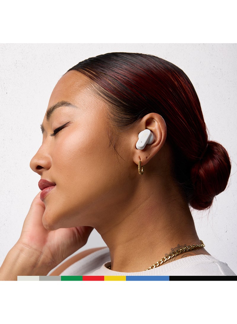 Skullcandy - Dime Evo in-Ear Wireless Earbuds, 36 Hr Battery, Microphone, Works With iPhone Android And Bluetooth Devices Bone/Orange Glow - Image 1