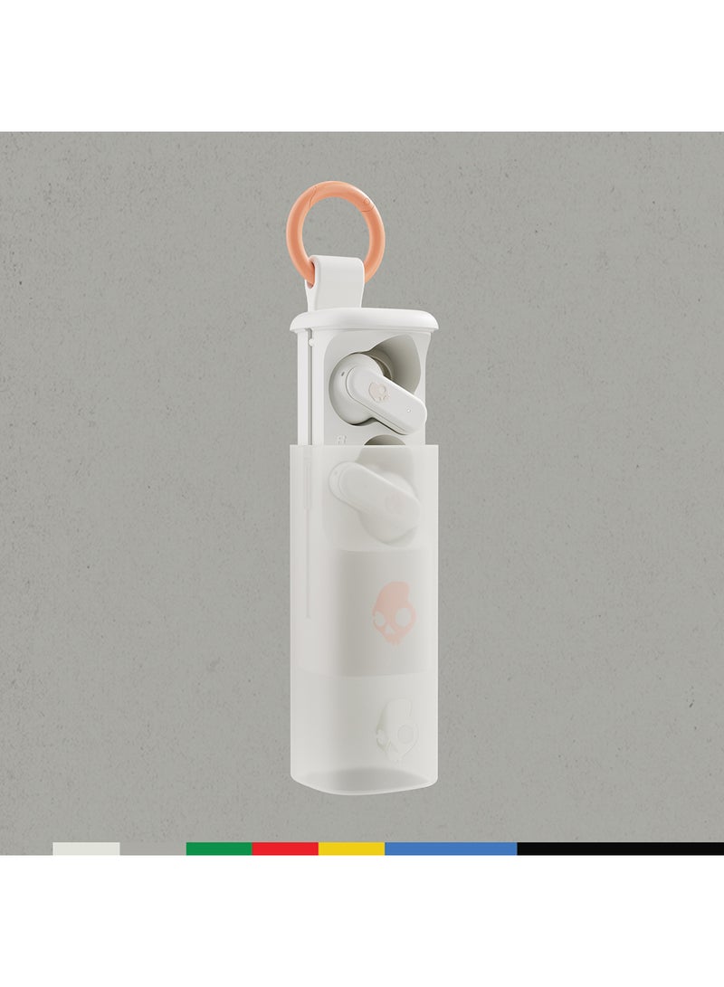 Skullcandy - Dime Evo in-Ear Wireless Earbuds, 36 Hr Battery, Microphone, Works With iPhone Android And Bluetooth Devices Bone/Orange Glow - Image 1