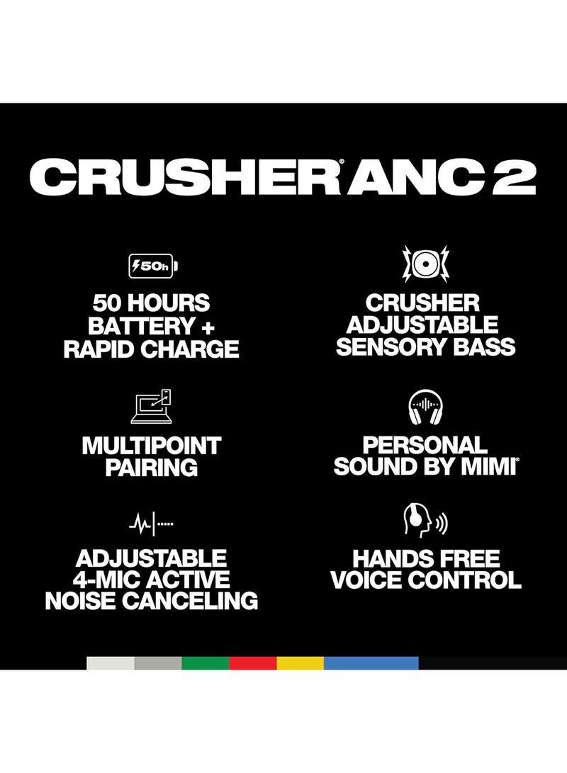 Skullcandy - Crusher ANC 2 Over-Ear Noise Cancelling Wireless Headphones With Sensory Bass, 50 Hr Battery, Skull-iQ, Alexa Enabled, Microphone, Works With Bluetooth Devices Bone/Orange Glow - Image 1
