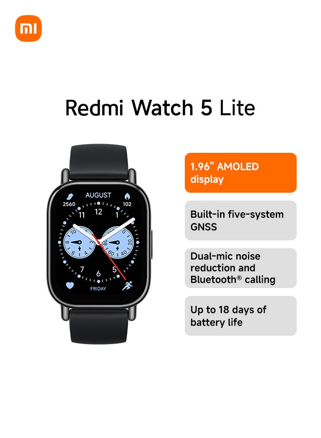 Xiaomi Redmi Watch 5 Lite Stylish Smartwatch with Fitness Tracking & Health Monitoring -  BHR8789GL Lite Black - Image 1