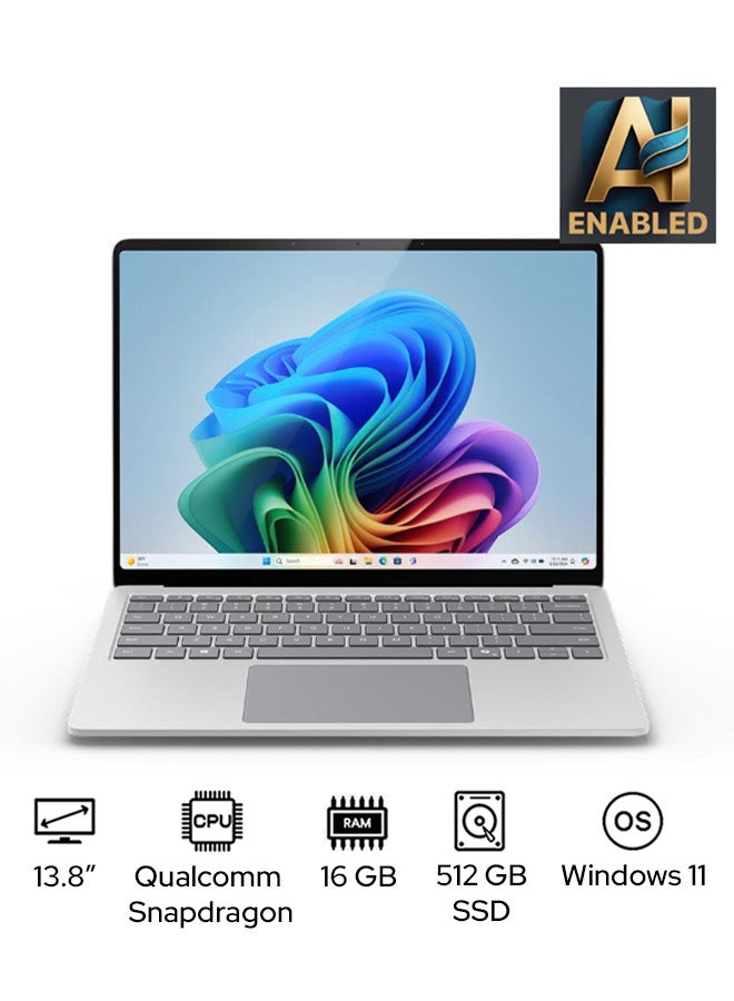 Microsoft Surface Laptop 7 Copilot+ PC Laptop With 13.8-Inch Full HD Display, Qualcomm Snapdragon X Plus Processor/16GB RAM/512GB SSD/Qualcomm Adreno Graphics/Windows 11 English/Arabic Platinum  - Image 1