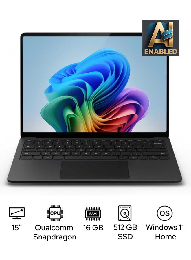 Microsoft Surface Laptop 7 Copilot+ PC Laptop With 15-Inch Display, Qualcomm Snapdragon X Elite Processor/16GB RAM/512GB SSD/Qualcomm Adreno Graphics/Windows 11 Home English/Arabic GRAPHITE  - Image 1