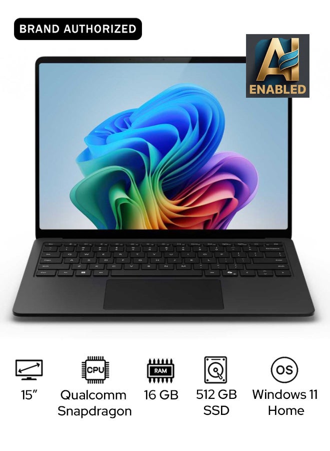 Microsoft Surface Laptop 7 Copilot+ PC Laptop With 15-Inch Display, Qualcomm Snapdragon X Elite Processor/16GB RAM/512GB SSD/Qualcomm Adreno Graphics/Windows 11 Home English/Arabic GRAPHITE - Image 1