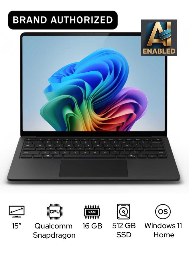 Microsoft Surface Laptop 7 Copilot+ PC Laptop With 15-Inch Display, Qualcomm Snapdragon X Elite Processor/16GB RAM/512GB SSD/Qualcomm Adreno Graphics/Windows 11 Home English/Arabic GRAPHITE - Image 1