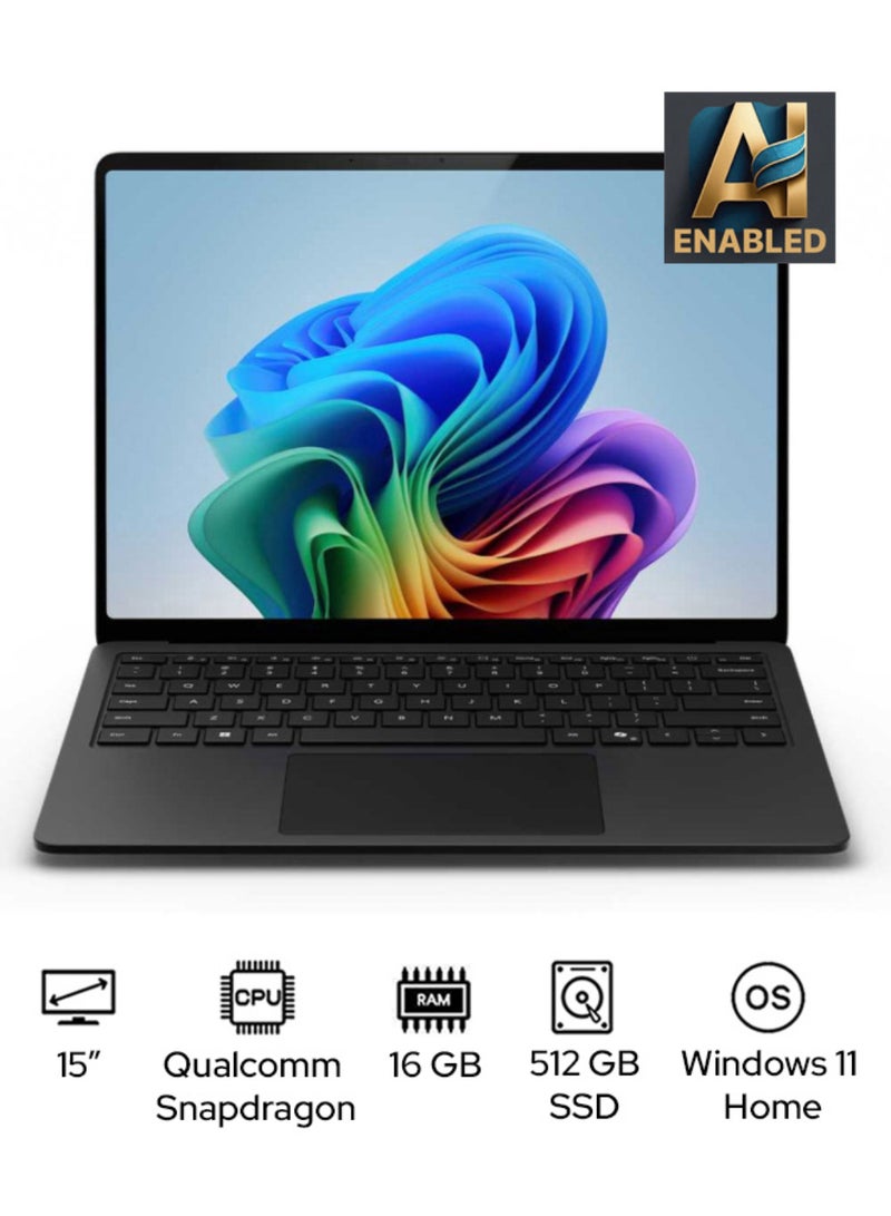 مايكروسوفت كمبيوتر محمول Surface Laptop 7 Copilot+ PC بشاشة مقاس 15 بوصة ومعالج Qualcomm Snapdragon X Elite وذاكرة وصول عشوائي 16 جيجابايت وذاكرة SSD سعة 512 جيجابايت ورسومات Qualcomm Adreno وWindows 11 Home - Image 1