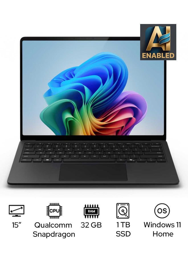 Microsoft Surface Laptop 7 Copilot+ PC Laptop With 15-Inch Display, Qualcomm Snapdragon X Elite Processor/32GB RAM/1TB SSD/Qualcomm Adreno Graphics/Windows 11 Home English/Arabic GRAPHITE  - Image 1