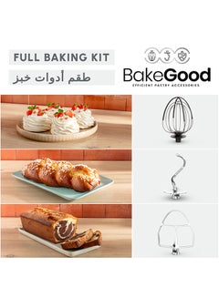 مولينكس MOULINEX Kitchen Machine | Bake Partner| Stand Mixer | 8 Speeds + Pulse Function | Durable Performance | BakeGood Accessory Kit | 4.6 L 1100 W QA525827 BLACK GLAMA  - Image 3