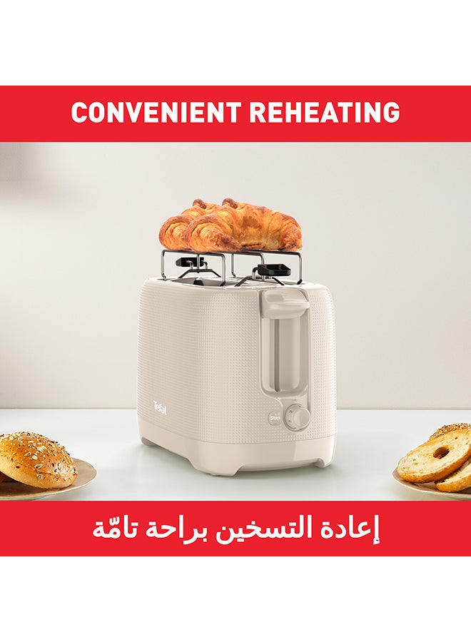تيفال TEFAL Morning 2-Slot Toaster with Bun Warmer for Rolls | 7 Browning Levels | Stop Function | Extra-High Lift | Removable Crumb Tray | Extra-Wide Slots | 850 W TT2M1B27 Fair Grey  - Image 4