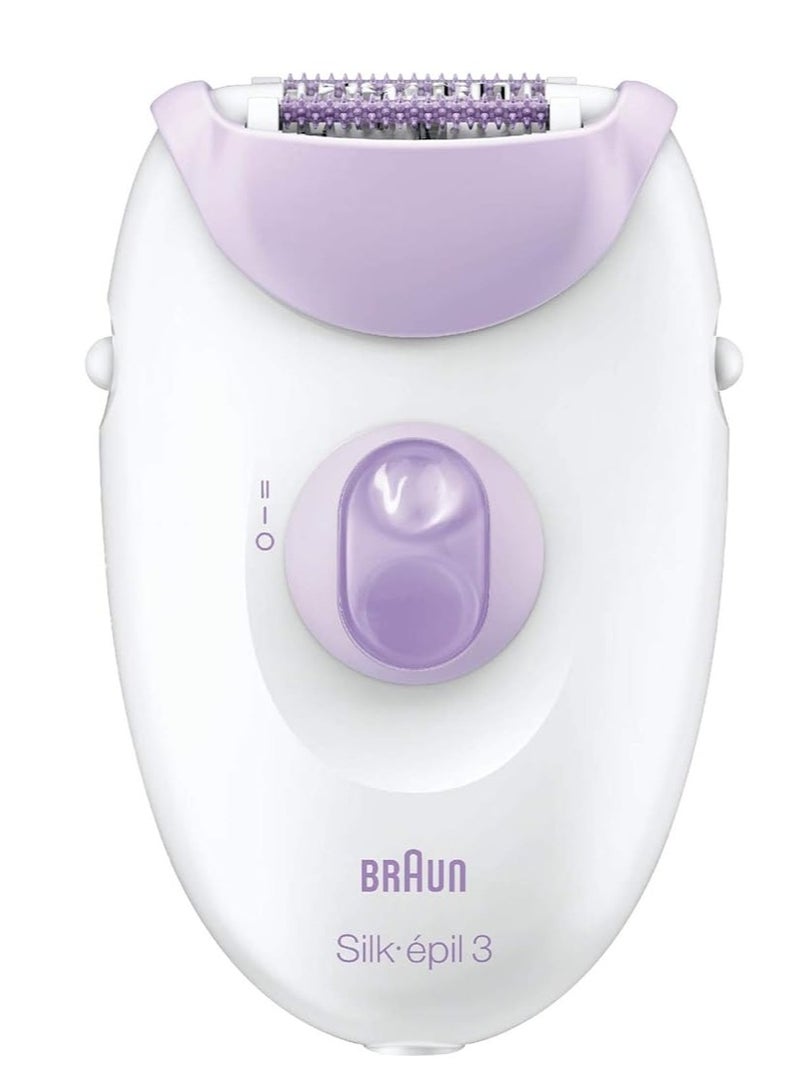 BRAUN Silk-épil 3, 2-in-1 Epilator for Long-Lasting Hair Removal, Remove Hair at the Root, with Massage Roller Head, Gifts for Women, SE 3170 White/Purple  - Image 2